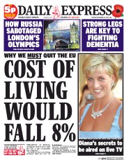 Daily Express () Newspaper Front Page for 10 November 2015