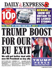 Daily Express () Newspaper Front Page for 10 November 2016