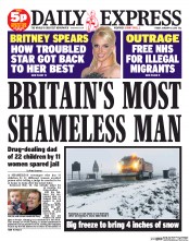 Daily Express () Newspaper Front Page for 10 January 2014
