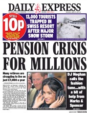 Daily Express () Newspaper Front Page for 10 January 2018