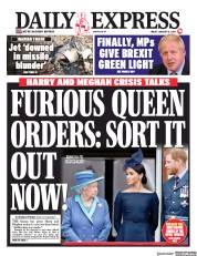 Daily Express () Newspaper Front Page for 10 January 2020