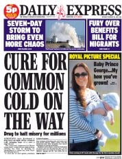 Daily Express () Newspaper Front Page for 10 February 2014