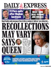 Daily Express () Newspaper Front Page for 10 March 2021