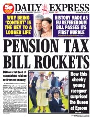 Daily Express () Newspaper Front Page for 10 June 2015