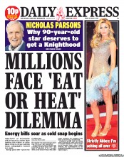 Daily Express () Newspaper Front Page for 11 October 2013