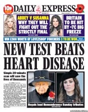 Daily Express () Newspaper Front Page for 11 November 2013