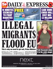 Daily Express () Newspaper Front Page for 11 November 2015