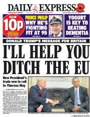 Daily Express () Newspaper Front Page for 11 November 2016