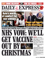 Daily Express () Newspaper Front Page for 11 November 2020