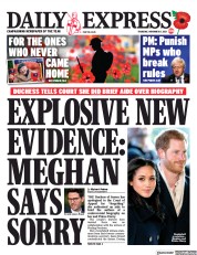 Daily Express () Newspaper Front Page for 11 November 2021