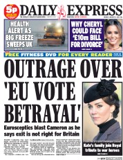 Daily Express () Newspaper Front Page for 11 January 2016