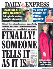Daily Express () Newspaper Front Page for 11 January 2019