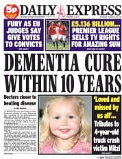 Daily Express () Newspaper Front Page for 11 February 2015