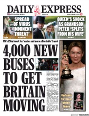 Daily Express () Newspaper Front Page for 11 February 2020