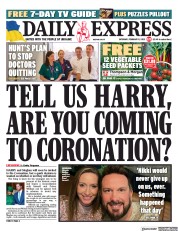 Daily Express () Newspaper Front Page for 11 February 2023