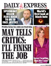 Daily Express () Newspaper Front Page for 11 April 2019