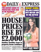 Daily Express () Newspaper Front Page for 11 July 2013