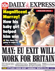 Daily Express () Newspaper Front Page for 11 July 2016