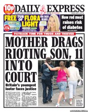 Daily Express () Newspaper Front Page for 11 August 2011