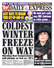Daily Express () Newspaper Front Page for 12 November 2012