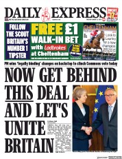 Daily Express () Newspaper Front Page for 12 March 2019