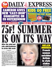 Daily Express () Newspaper Front Page for 12 May 2014