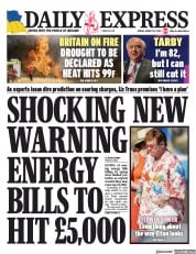 Daily Express () Newspaper Front Page for 12 August 2022