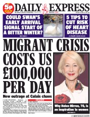 Daily Express () Newspaper Front Page for 13 October 2015