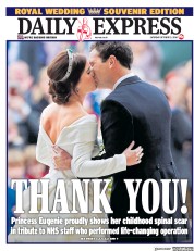 Daily Express () Newspaper Front Page for 13 October 2018