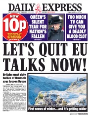 Daily Express () Newspaper Front Page for 13 November 2017