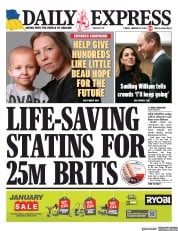 Daily Express () Newspaper Front Page for 13 January 2023