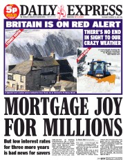 Daily Express () Newspaper Front Page for 13 February 2014