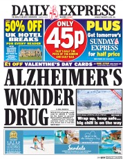 Daily Express () Newspaper Front Page for 13 February 2016