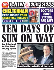 Daily Express () Newspaper Front Page for 13 March 2014