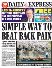 Daily Express () Newspaper Front Page for 13 April 2015