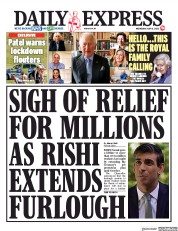 Daily Express () Newspaper Front Page for 13 May 2020