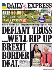 Daily Express () Newspaper Front Page for 13 May 2022