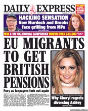 Daily Express () Newspaper Front Page for 13 July 2011