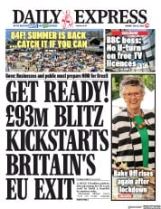 Daily Express () Newspaper Front Page for 13 July 2020
