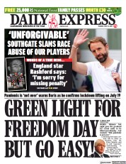 Daily Express () Newspaper Front Page for 13 July 2021