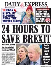 Daily Express () Newspaper Front Page for 14 January 2019