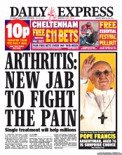 Daily Express () Newspaper Front Page for 14 March 2013
