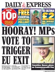 Daily Express () Newspaper Front Page for 14 March 2017