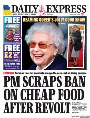 Daily Express () Newspaper Front Page for 14 May 2022