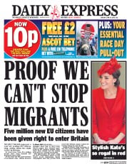 Daily Express () Newspaper Front Page for 14 June 2016