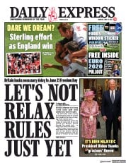 Daily Express () Newspaper Front Page for 14 June 2021