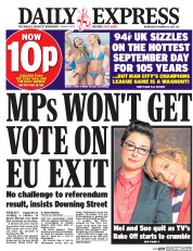 Daily Express () Newspaper Front Page for 14 September 2016