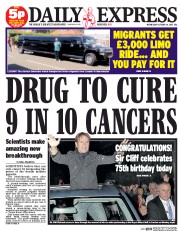 Daily Express () Newspaper Front Page for 15 October 2015