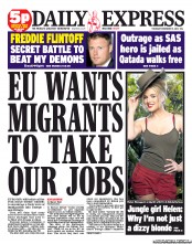 Daily Express () Newspaper Front Page for 15 November 2012