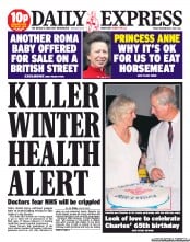 Daily Express () Newspaper Front Page for 15 November 2013